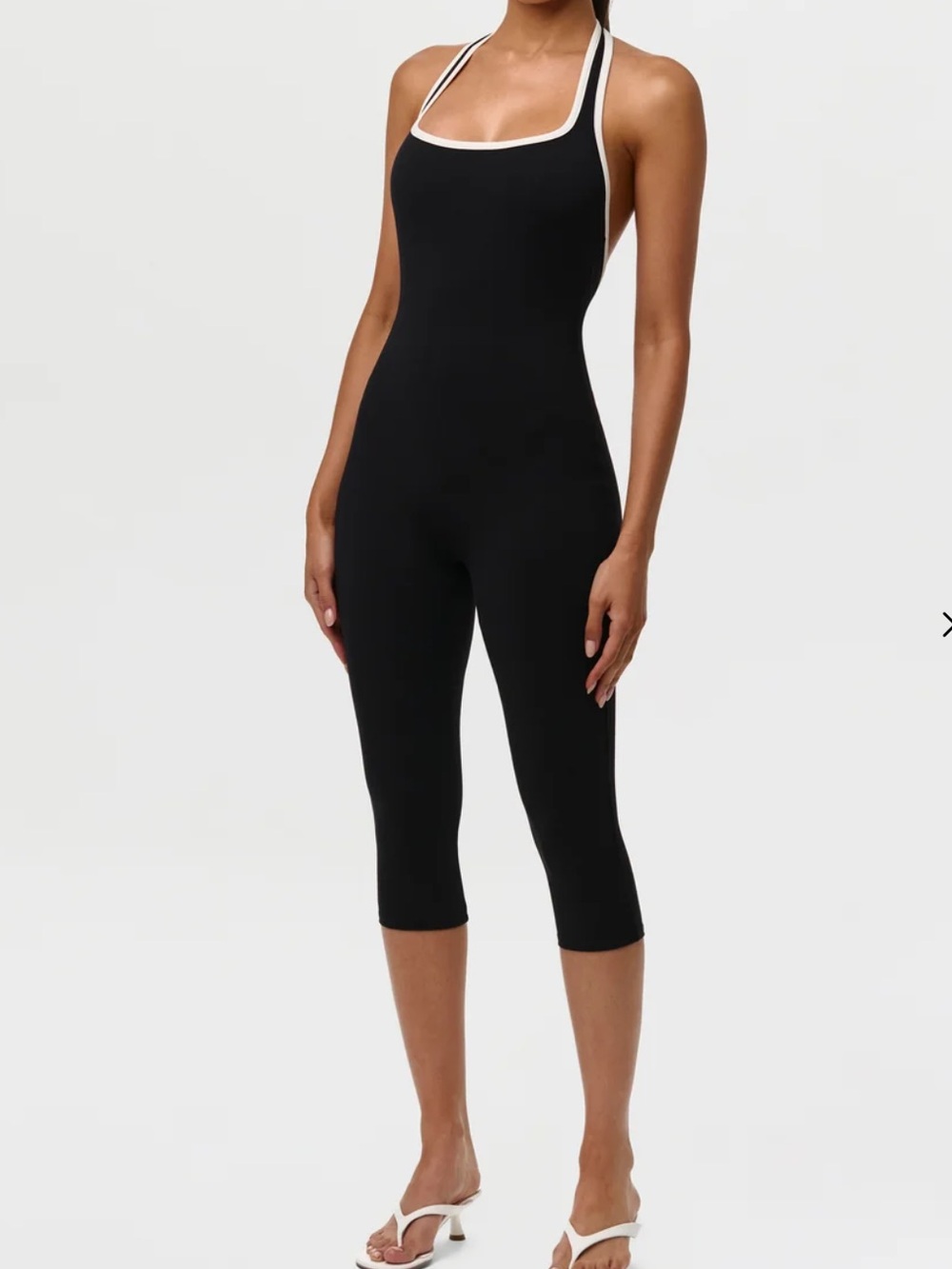 Naked wardrobe sport contour Halter Capri Jumpsuit with sporty Trim medium